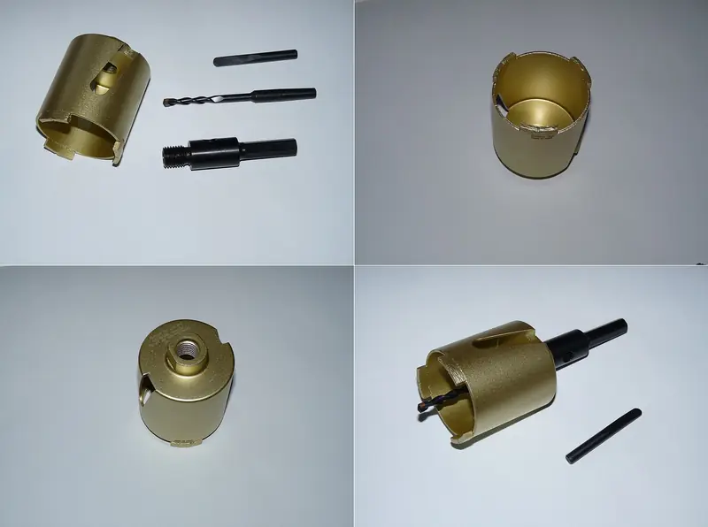 Assorted diamond core drill bits used for drilling concrete